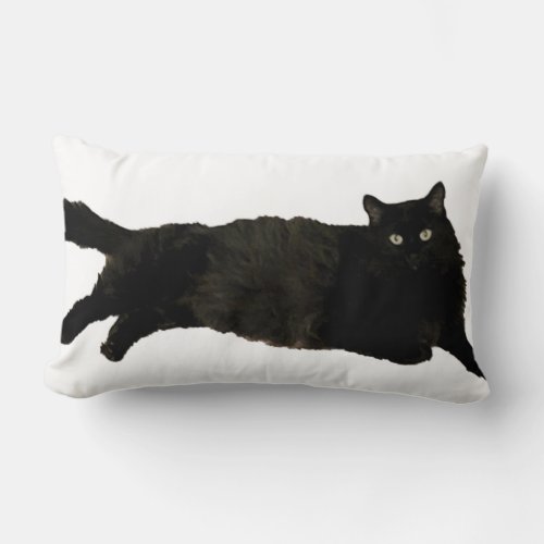 black cat lumbar pillow