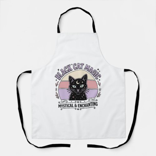 Black Cat Magic Cat Black Cat Vintage Vector Art S Apron