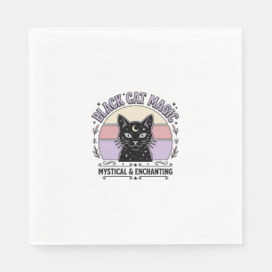 Black Cat Magic Cat Black Cat Vintage Vector Art S Napkins