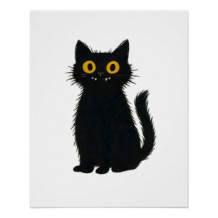 Black Cat Magic � Cute Halloween & Mystic Cat Art  Poster