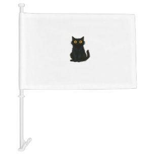 Black Cat Magic Cute & Spooky Halloween Cat Art O Car Flag