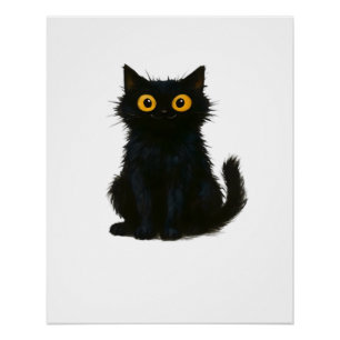 Black Cat Magic � Cute & Spooky Halloween Cat Art  Poster