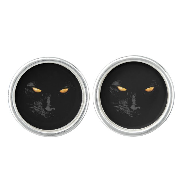 Black Cat Magic elegant Cufflinks (Front)