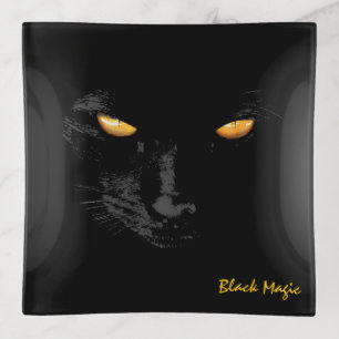 Black Cat Magic elegant customizable Trinket Tray