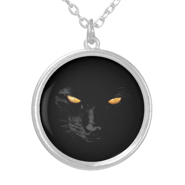 Black Cat Magic elegant Silver Plated Necklace (Front)