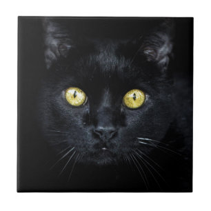 Black Cat, Magic Eyes Ceramic Tile