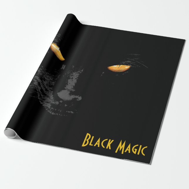 Black Cat Magic funny customizable Wrapping Paper (Unrolled)