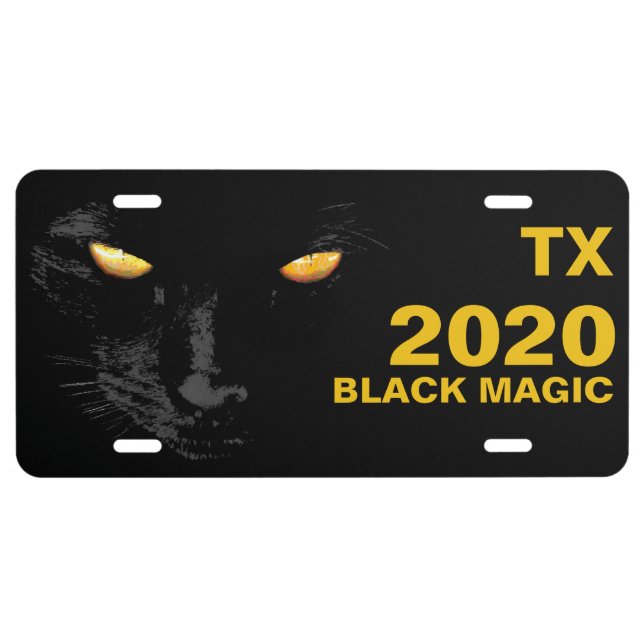 Black Cat Magic stunning customizable License Plate (Front)
