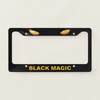 Black Cat Magic Stunning Customizable License Plate Frame by DigitalSolutions2u at Zazzle