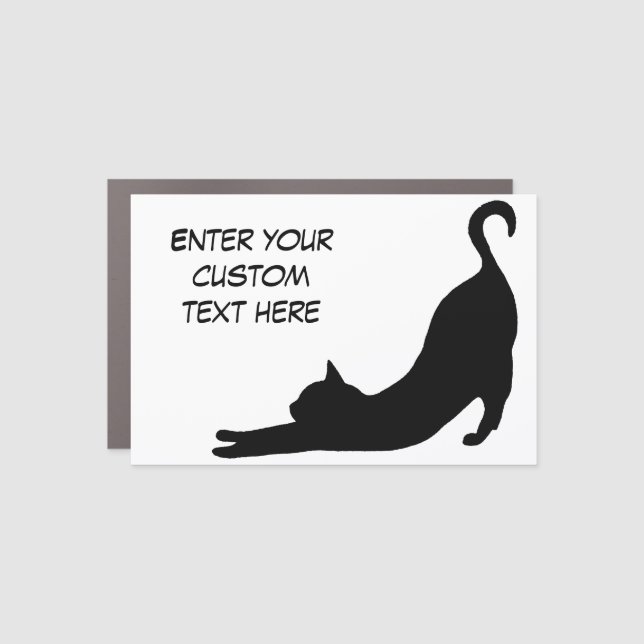 Black Cat Magnet with Custom Text (Front)