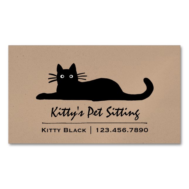Black Cat Magnetic Business Card (Front)