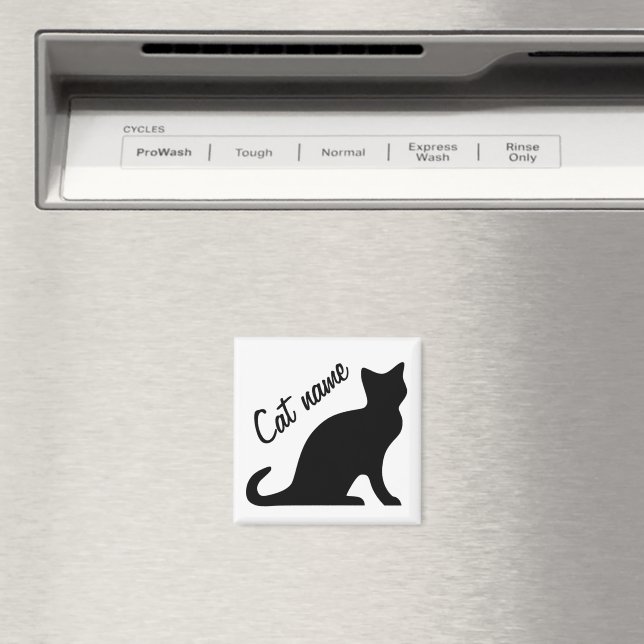 Black cat magnets | Personalizable pet name (In Situ (Dishwasher))