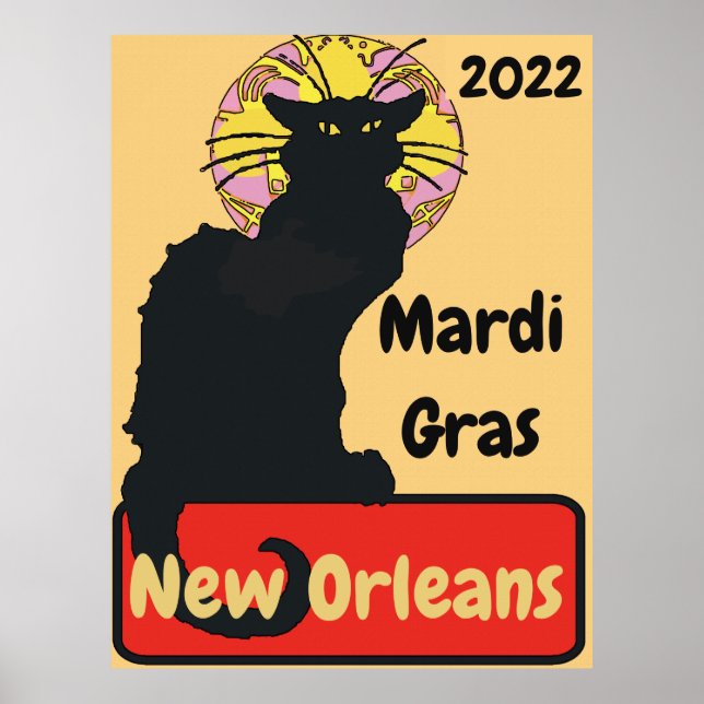 Black Cat, Mardi Gras, 2022 edit text Poster (Front)