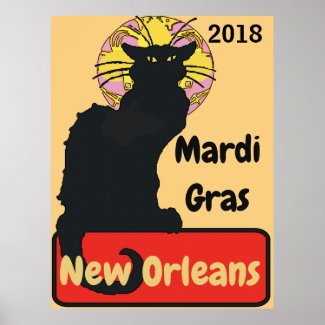Black Cat, Mardi Gras, edit text Poster