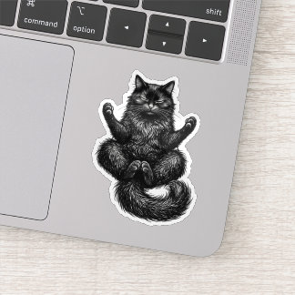 Black Cat Meditation Mystical Zen Cat Sticker