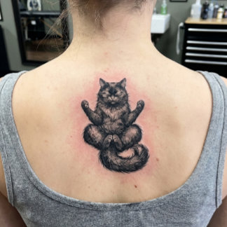Black Cat Meditation Mystical Zen Cat Temporary Tattoos