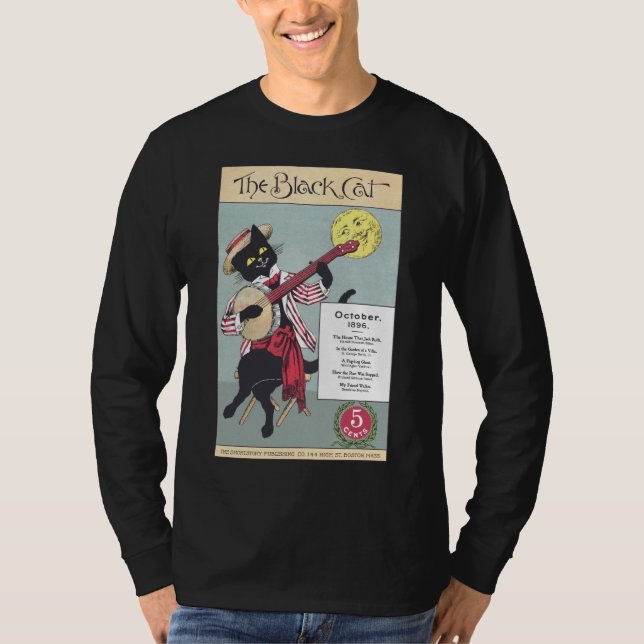 Black Cat Men's dark long sleeve T-Shirt (Front)