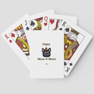 Black Cat Meow-A-Ween Playing Cards