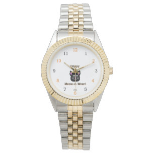 Black Cat Meow-A-Ween Unisex Two-Tone Watch