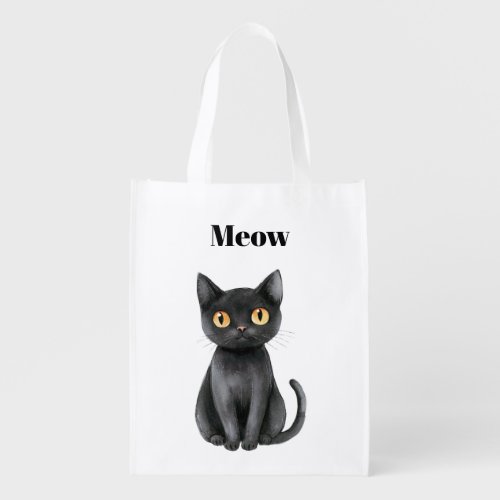 Black Cat Meow Mouse Grocery Bag