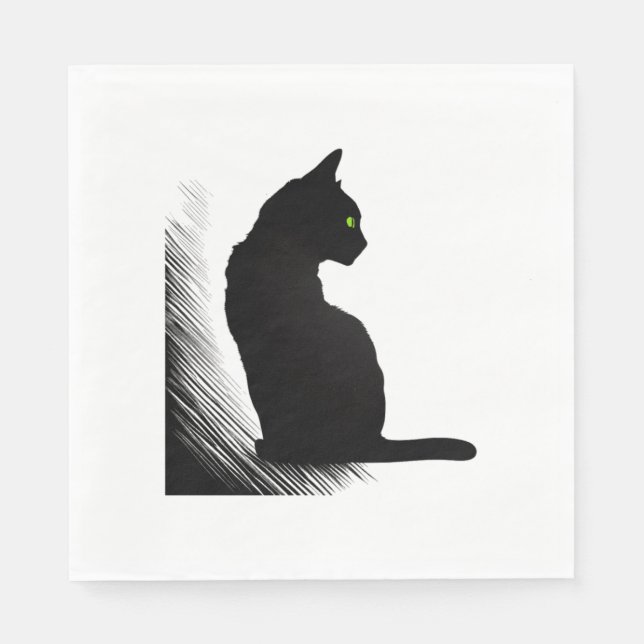 Black Cat - Meow  Napkins (Front)