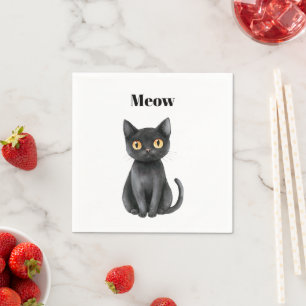 Black Cat Meow Napkins