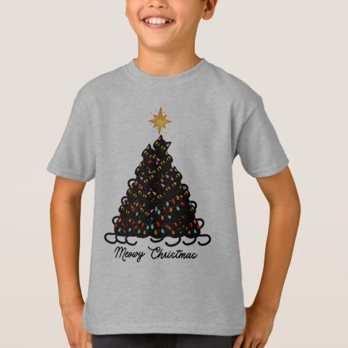 Black cat Meowy Christmas T_Shirt
