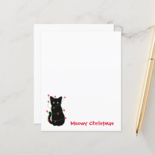 Black cat   Meowy Christmas    twinkle lights    