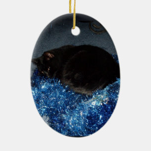 BLACK CAT, MERRY CHRISTMAS ornament