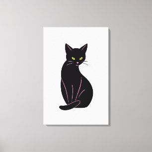Black cat Minimal illustration Canvas Print