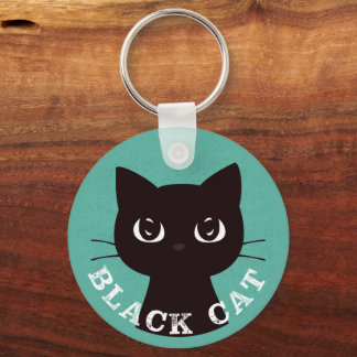 BLACK CAT | Minimalist Modern Pop Black Cat Keychain