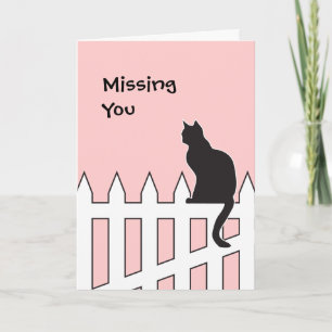 Black Cat Missing You Please Come Home Soon Card