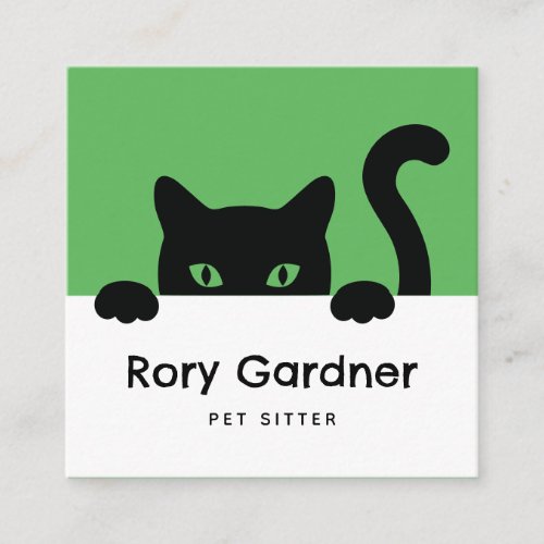 Black Cat Modern Pet Sitter Business Card