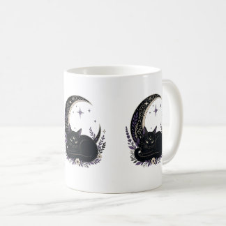 Black Cat Mom Cute Gothic Witchy Crescent Moon Coffee Mug