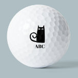 Black Cat Monogram Golf Balls<br><div class="desc">A funny little black cat to bring golfing luck.  Original art by Nic Squirrell.  Change the monogram initials to personalize.</div>