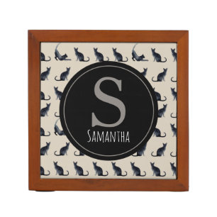 Black Cat Monogram Pencil Pen Holder