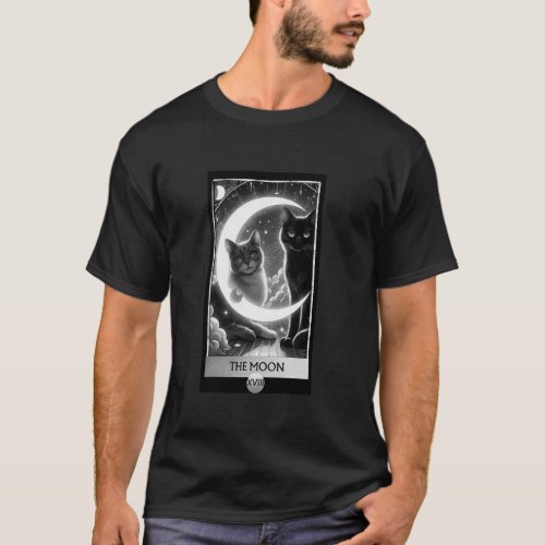 Black Cat Moon Celestial Tarot Card Design T-Shirt