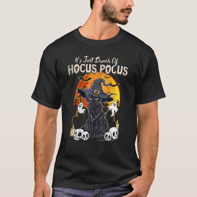 Black Cat Moon Funny Halloween Costume Bunch of Ho T-Shirt (Front)