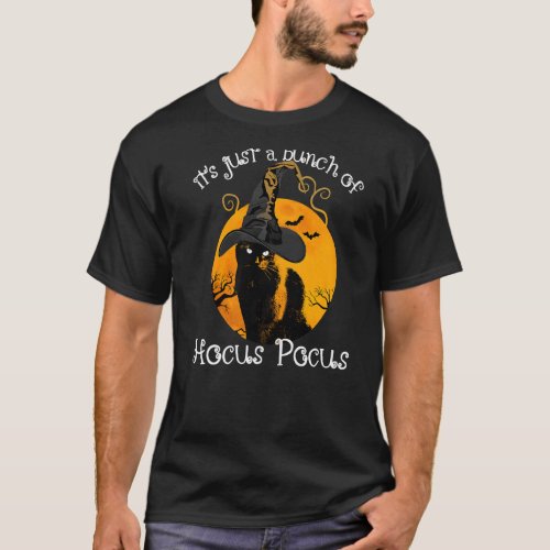 Black Cat Moon Halloween Costume Bunch of Hocus Po T_Shirt