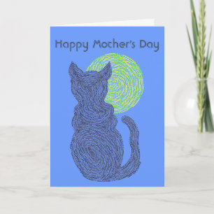 Black Cat & Moon Happy Mothers Day Love The Cat Card