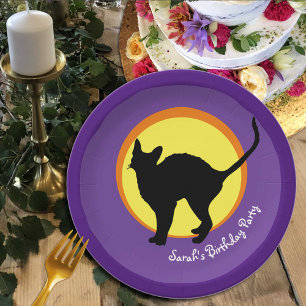 Black Cat & Moon Kids (Party Plates) Paper Plates