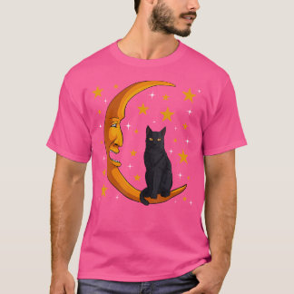 Black Cat Moon Kitten Lover Funny Crescent Pet Own T-Shirt
