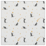 Black Cat Moon Phases Fabric