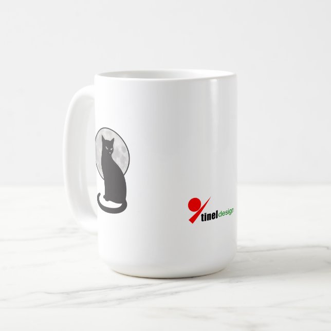 Black Cat & Moon Silhouette Coffee Mug - Mystical  (Front Left)