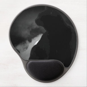 Black Cat Moonlight Silhouette Gel Mouse Pad