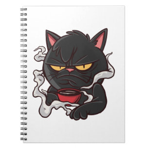Black Cat Morning Coffee Notebook