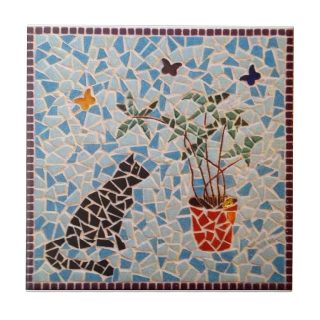 Black Cat Mosaic Tile (Front)