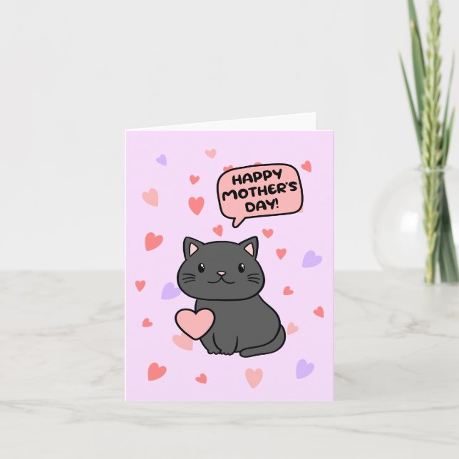 Black Cat Mother's Day Card (Front)