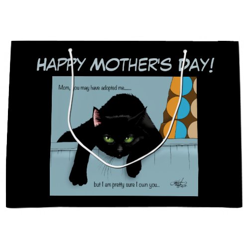 Black Cat Mothers Day Large Gift Bag