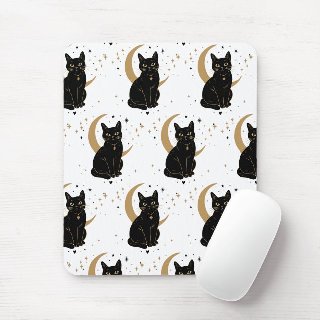 Black cat mouse pad (With Mouse)